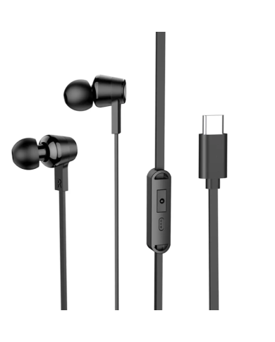 Hands Free Hoco M86 Oceanic Universal Earphones Deep Bass Stereo Συμβατά με Όλες τις Συσκευές USB-C Μαύρο 1.2m