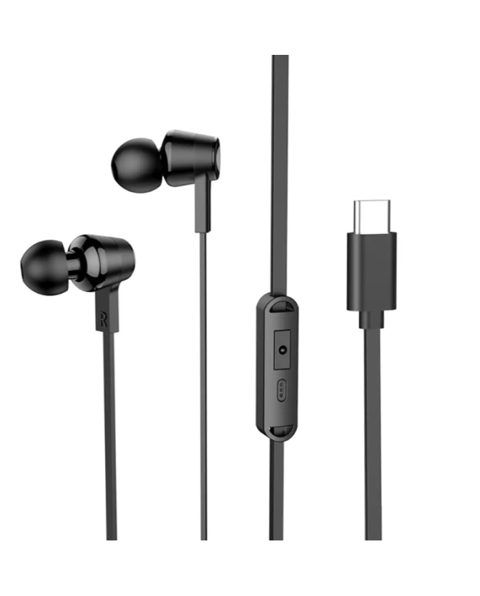 Hands Free Hoco M86 Oceanic Universal Earphones Deep Bass Stereo Συμβατά με Όλες τις Συσκευές USB-C Μαύρο 1.2m