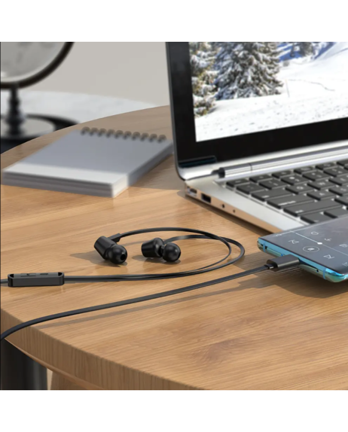 Hands Free Hoco M86 Oceanic Universal Earphones Deep Bass Stereo Συμβατά με Όλες τις Συσκευές USB-C Μαύρο 1.2m