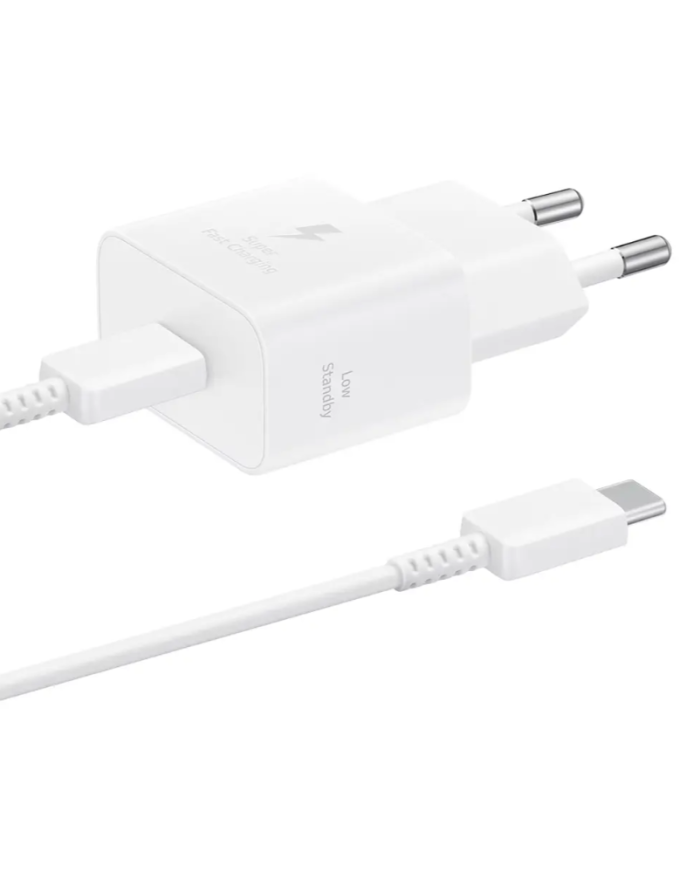 Φορτιστής Ταξιδίου Samsung Super Fast Charging EPT2510XWEGEU 25W USB-C Λευκός + Καλώδιο USB-C σε USB-C Λευκό