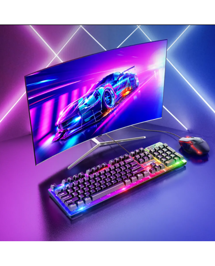 Σετ Πληκτρολόγιο και Ποντίκι Ενσύρματα Hoco GM18 Luminous 104 Πλήκτρα Μαύρο