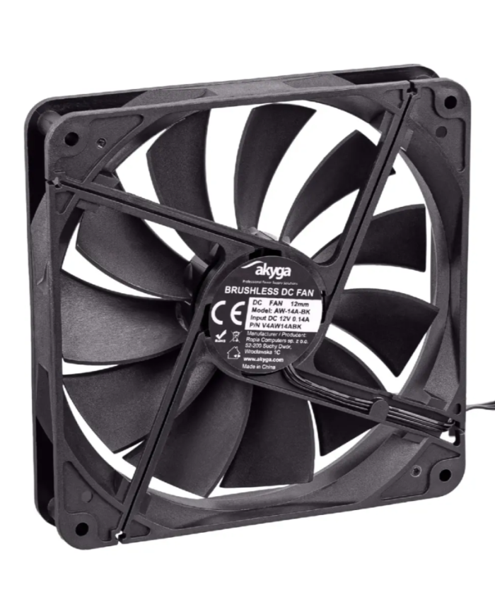 Case Fan Akyga AW-14A-BK 140mm Molex + 3pin Μαύρο