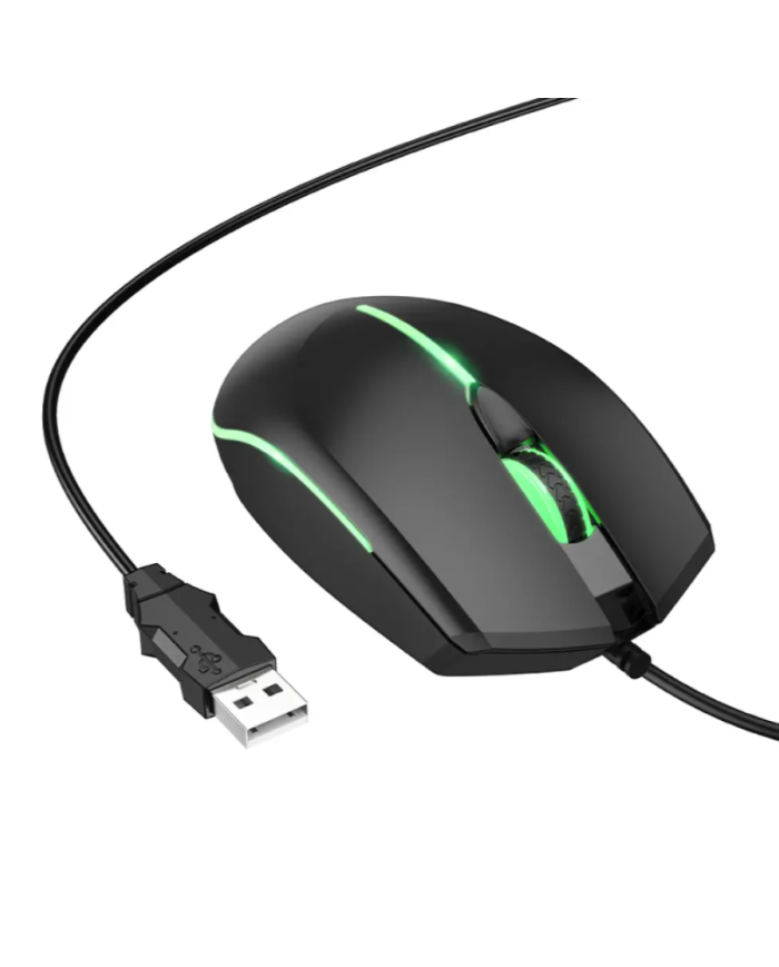 Ενσύρματο Ποντίκι Gaming Hoco GM37 Wonderful με 4 Πλήκτρα, Φωτισμό, 2400 DPI Μαύρο