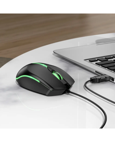 Ενσύρματο Ποντίκι Gaming Hoco GM37 Wonderful με 4 Πλήκτρα, Φωτισμό, 2400 DPI Μαύρο