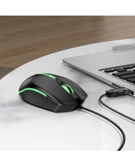 Ενσύρματο Ποντίκι Gaming Hoco GM37 Wonderful με 4 Πλήκτρα, Φωτισμό, 2400 DPI Μαύρο