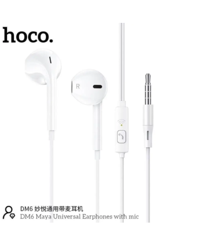 Hands Free Hoco DM6 Maya Earphones Stereo 3.5mm με Μικρόφωνο και Πλήκτρο Λειτουργίας 1.2m Λευκά