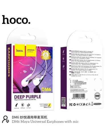 Hands Free Hoco DM6 Maya Earphones Stereo 3.5mm με Μικρόφωνο και Πλήκτρο Λειτουργίας 1.2m Λευκά