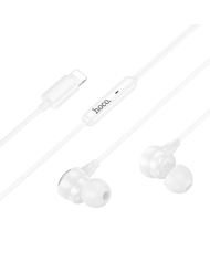 Hands Free Hoco M116 Benevolent με Μικρόφωνο, Βύσμα Lightning Λευκά 1.2m