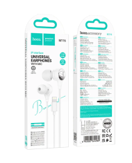 Hands Free Hoco M116 Benevolent με Μικρόφωνο, Βύσμα Lightning Λευκά 1.2m