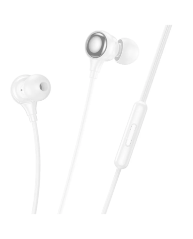 Hands Free Hoco M116 Benevolent με Μικρόφωνο, Βύσμα Lightning Λευκά 1.2m