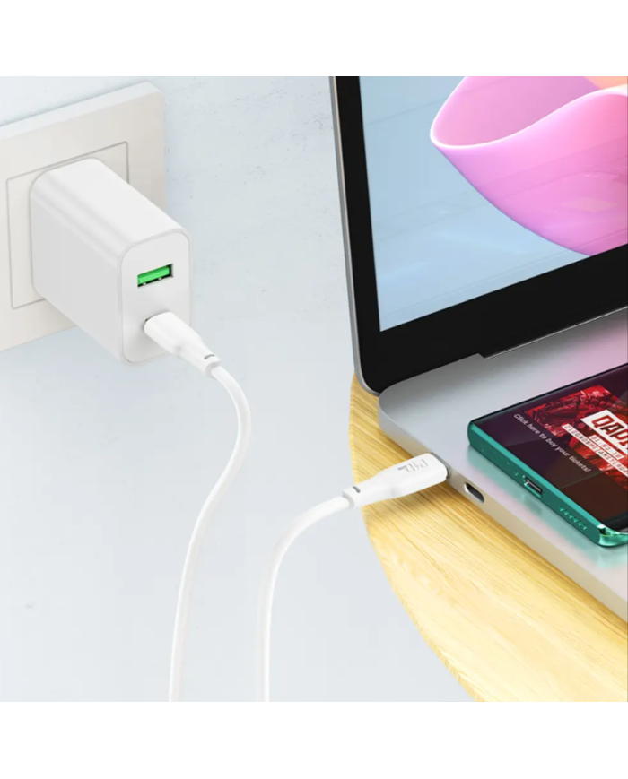 Καλώδιο σύνδεσης Hoco X93 Force USB-C σε USB-C PD100W 3A για Γρήγορη Φόρτιση Λευκο 1m