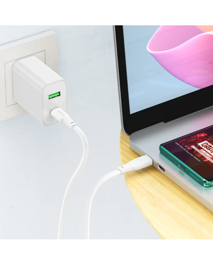 Καλώδιο σύνδεσης Hoco X93 Force USB-C σε USB-C 240W PD 5A για Γρήγορη Φόρτιση Λευκο 2m