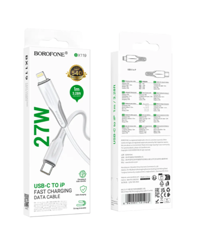 Καλώδιο Borofone BX119 USB-C σε Lightning 27W Λευκό 1m