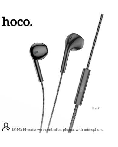 Hands Free Hoco DM45 Phoenix Earphones Stereo 3.5mm με Μικρόφωνο και Πλήκτρο Λειτουργίας 1.2m Μαύρα