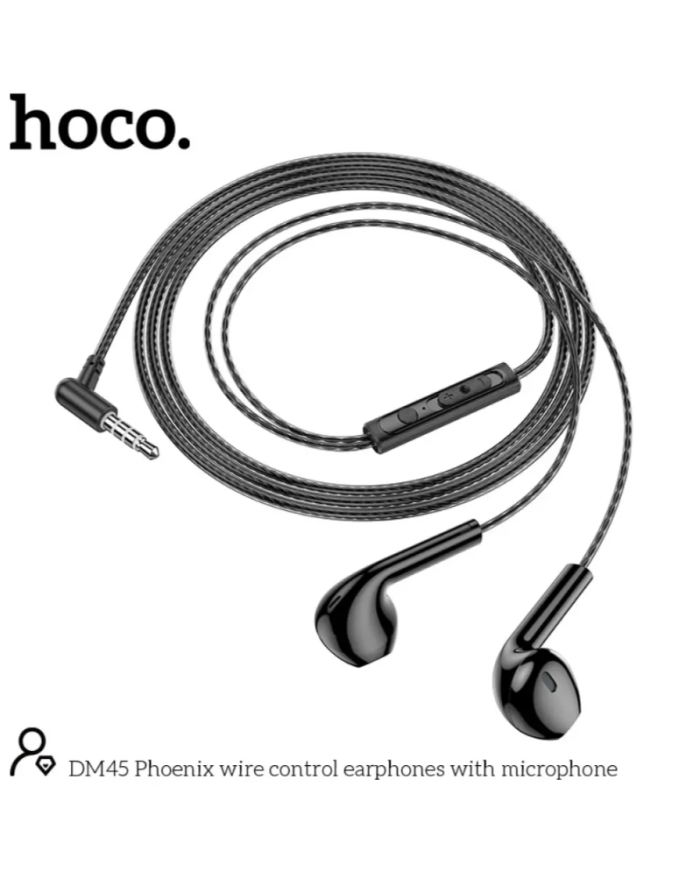 Hands Free Hoco DM45 Phoenix Earphones Stereo 3.5mm με Μικρόφωνο και Πλήκτρο Λειτουργίας 1.2m Μαύρα
