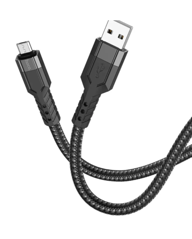 Καλώδιο Σύνδεσης Hoco U110 USB σε Micro-USB 2.4A Υψηλής Αντοχής Braided Μαύρο 1.2m