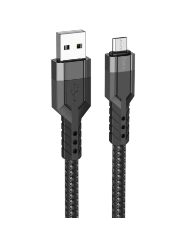Καλώδιο Σύνδεσης Hoco U110 USB σε Micro-USB 2.4A Υψηλής Αντοχής Braided Μαύρο 1.2m