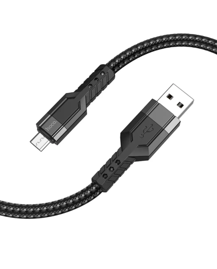 Καλώδιο Σύνδεσης Hoco U110 USB σε Micro-USB 2.4A Υψηλής Αντοχής Braided Μαύρο 1.2m