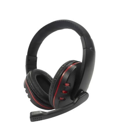 Ακουστικά Stereo Noozy GH-35 διπλού κονέκτορα 3.5mm για Gamers με Μικρόφωνο και Ρύθμιση Έντασης Ήχου Μαύρα-Κόκκινα