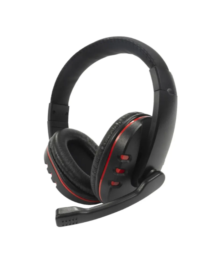 Ακουστικά Stereo Noozy GH-35 διπλού κονέκτορα 3.5mm για Gamers με Μικρόφωνο και Ρύθμιση Έντασης Ήχου Μαύρα-Κόκκινα