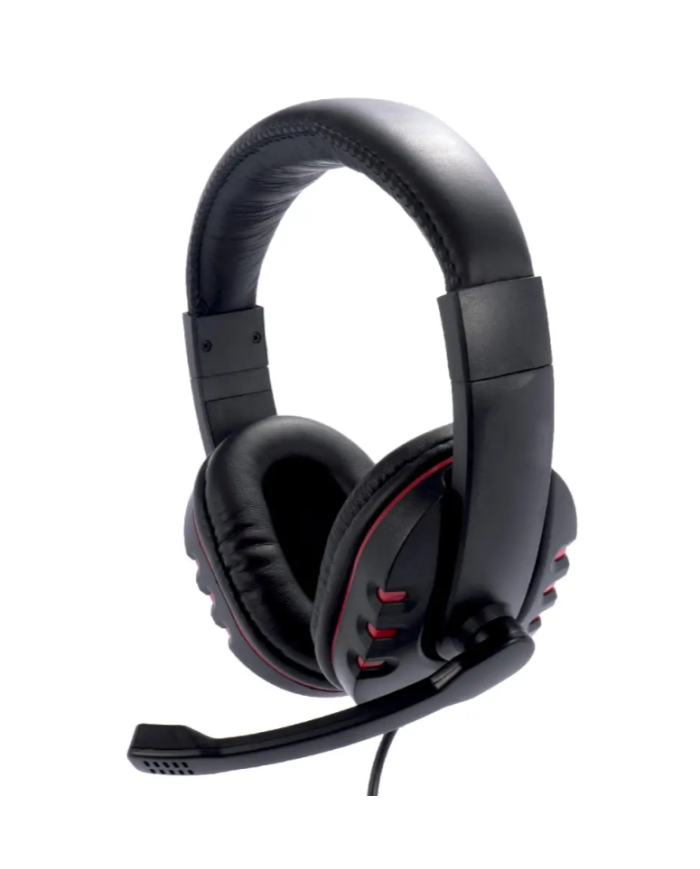 Ακουστικά Stereo Noozy GH-35 διπλού κονέκτορα 3.5mm για Gamers με Μικρόφωνο και Ρύθμιση Έντασης Ήχου Μαύρα-Κόκκινα