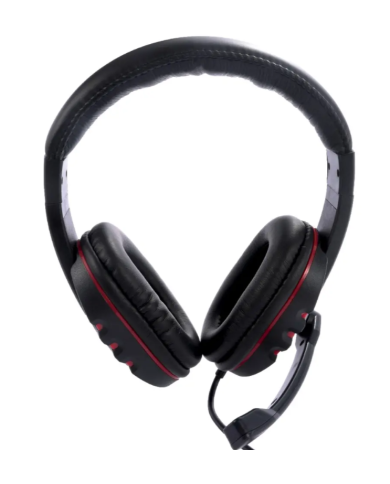 Ακουστικά Stereo Noozy GH-35 διπλού κονέκτορα 3.5mm για Gamers με Μικρόφωνο και Ρύθμιση Έντασης Ήχου Μαύρα-Κόκκινα