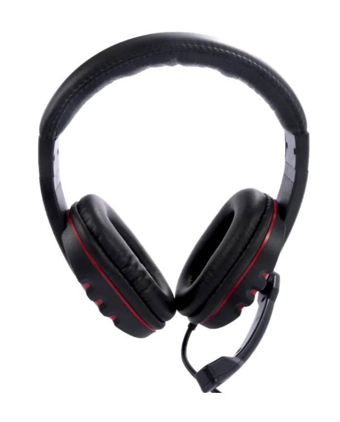 Ακουστικά Stereo Noozy GH-35 διπλού κονέκτορα 3.5mm για Gamers με Μικρόφωνο και Ρύθμιση Έντασης Ήχου Μαύρα-Κόκκινα