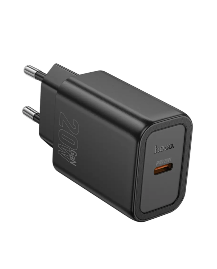 Φορτιστής Ταξιδίου Hoco N60 Gentle GaN με 1 Εξόδο Φόρτισης USB-C PD20W 5V 3.0A Μαύρος