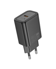 Φορτιστής Ταξιδίου Hoco N60 Gentle GaN με 1 Εξόδο Φόρτισης USB-C PD20W 5V 3.0A Μαύρος
