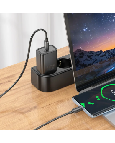 Φορτιστής Ταξιδίου Hoco N60 Gentle GaN με 1 Εξόδο Φόρτισης USB-C PD20W 5V 3.0A Μαύρος