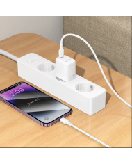 Φορτιστής Ταξιδίου Borofone BN26 Fuente GaN USB-C PD20W Mini Size Λευκός