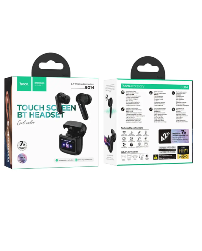 Wireless Hands Free Hoco EQ14 Cool Color TWS Hi-Fi Audio V5.4 500mAh 7 Ώρες Ομιλίας Μαύρα