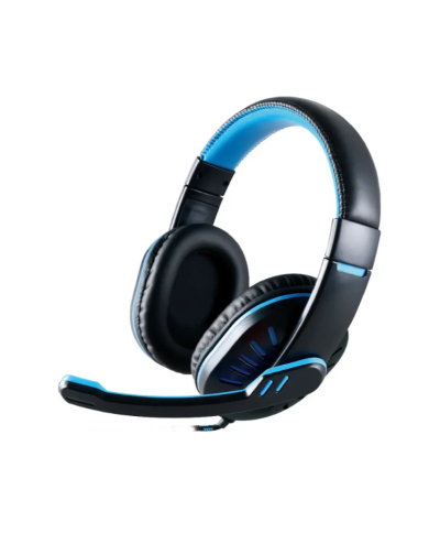 Ακουστικά Stereo Noozy GH-35 διπλού κονέκτορα 3.5mm για Gamers με Μικρόφωνο και Ρύθμιση Έντασης Ήχου Μαύρα-Μπλε