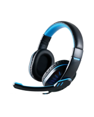 Ακουστικά Stereo Noozy GH-35 διπλού κονέκτορα 3.5mm για Gamers με Μικρόφωνο και Ρύθμιση Έντασης Ήχου Μαύρα-Μπλε