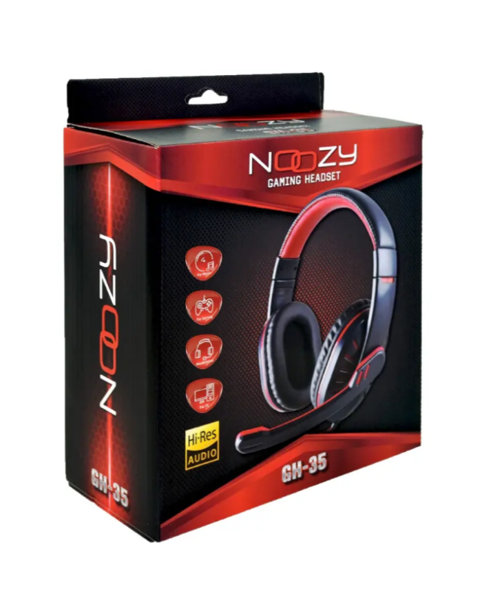 Ακουστικά Stereo Noozy GH-35 διπλού κονέκτορα 3.5mm για Gamers με Μικρόφωνο και Ρύθμιση Έντασης Ήχου Μαύρα-Μπλε