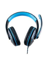 Ακουστικά Stereo Noozy GH-35 διπλού κονέκτορα 3.5mm για Gamers με Μικρόφωνο και Ρύθμιση Έντασης Ήχου Μαύρα-Μπλε