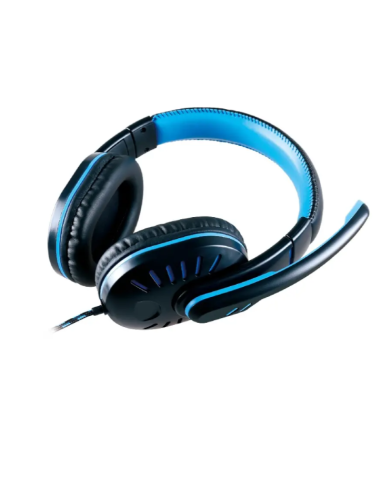 Ακουστικά Stereo Noozy GH-35 διπλού κονέκτορα 3.5mm για Gamers με Μικρόφωνο και Ρύθμιση Έντασης Ήχου Μαύρα-Μπλε