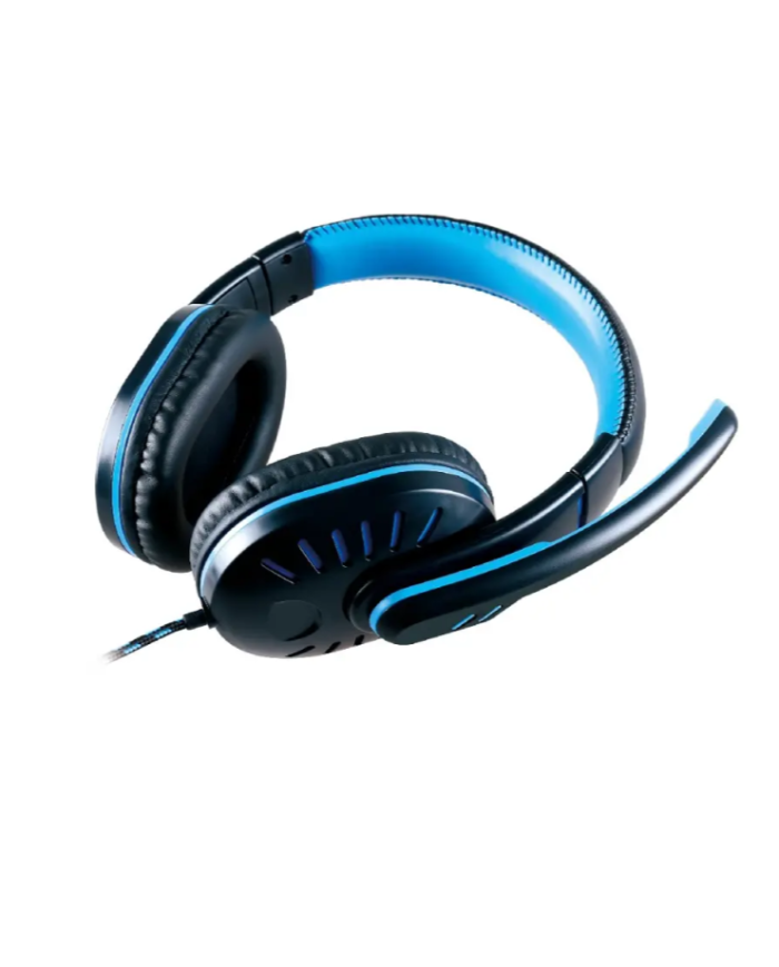 Ακουστικά Stereo Noozy GH-35 διπλού κονέκτορα 3.5mm για Gamers με Μικρόφωνο και Ρύθμιση Έντασης Ήχου Μαύρα-Μπλε