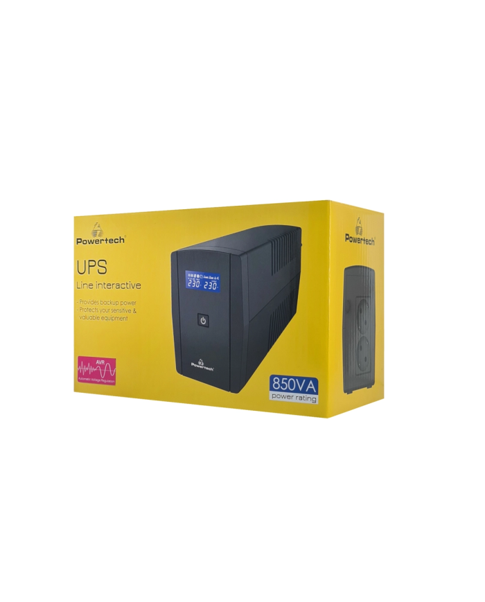 POWERTECH UPS Line Interactive PT-1295 με οθόνη, 850VA, 510W, 2x Schuko