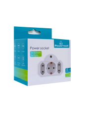 POWERTECH αντάπτορας ρεύματος PT-816, 1x schuko, 2x euro, 16A, λευκός