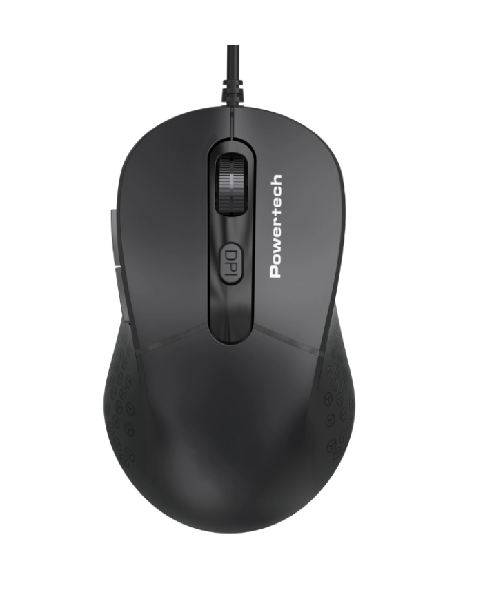 POWERTECH ενσύρματο ποντίκι PT-1467, οπτικό, έως 1600DPI, μαύρο