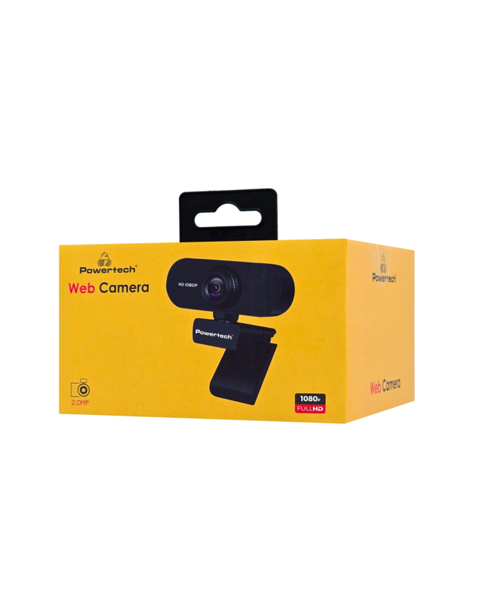 POWERTECH web camera PT-1382, 2MP, 1080p FHD, ρυθμιζόμενη εστίαση, 1.5m, μαύρη