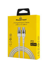 POWERTECH καλώδιο USB-C σε USB-C PTR-0167, PD 60W, copper, 1m, λευκό