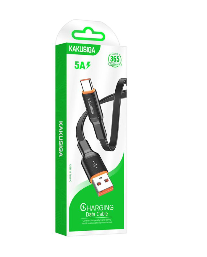 KAKUSIGA καλώδιο USB-C σε USB KSC-999, 5A, 480Mbps, flat, 1m, μαύρο
