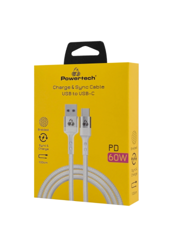 POWERTECH καλώδιο USB-C σε USB PTR-0160, 60W, 480Mbps, 1m, λευκό