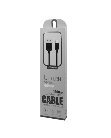 USAMS καλώδιο USB σε USB-C US-SJ099 U-Turn, 2.1A, 1m, μαύρο