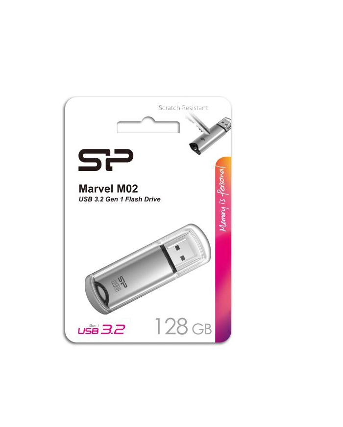 SILICON POWER USB Flash Drive Marvel M02, 128GB, USB 3.2, γκρι
