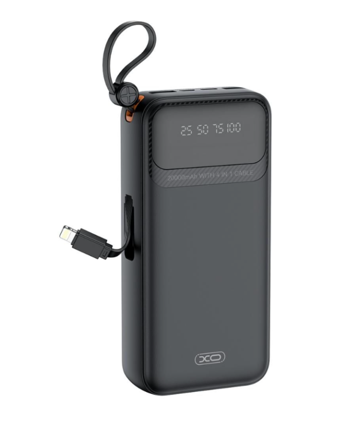 XO PR279 Powerbank με Καλώδια USB-A Type-C Micro & Lightning 20.000mAh