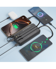 XO PR279 Powerbank με Καλώδια USB-A Type-C Micro & Lightning 20.000mAh
