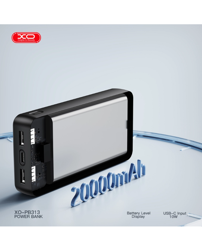 XO PB313 Powerbank 20000mAh Μαύρο